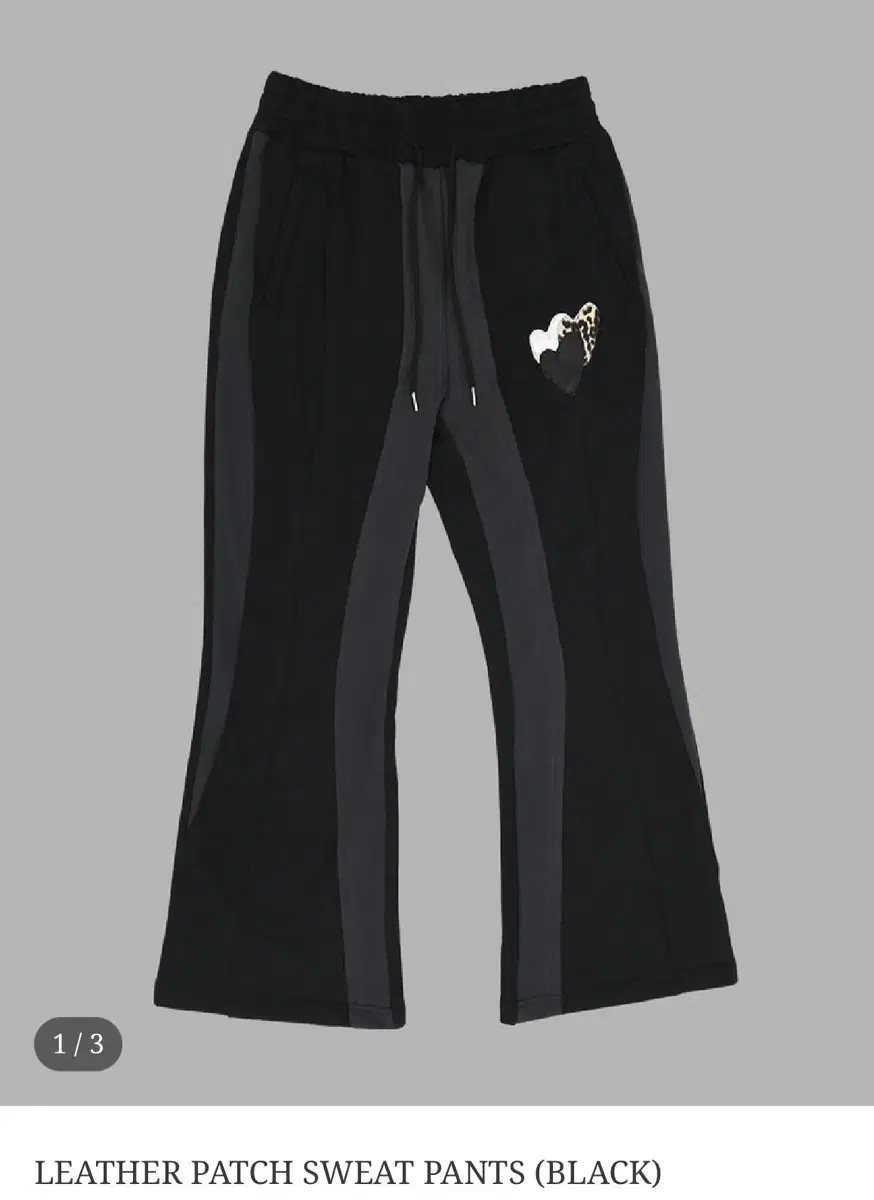 LEATHER PATCH SWEAT PANTS (BLACK)